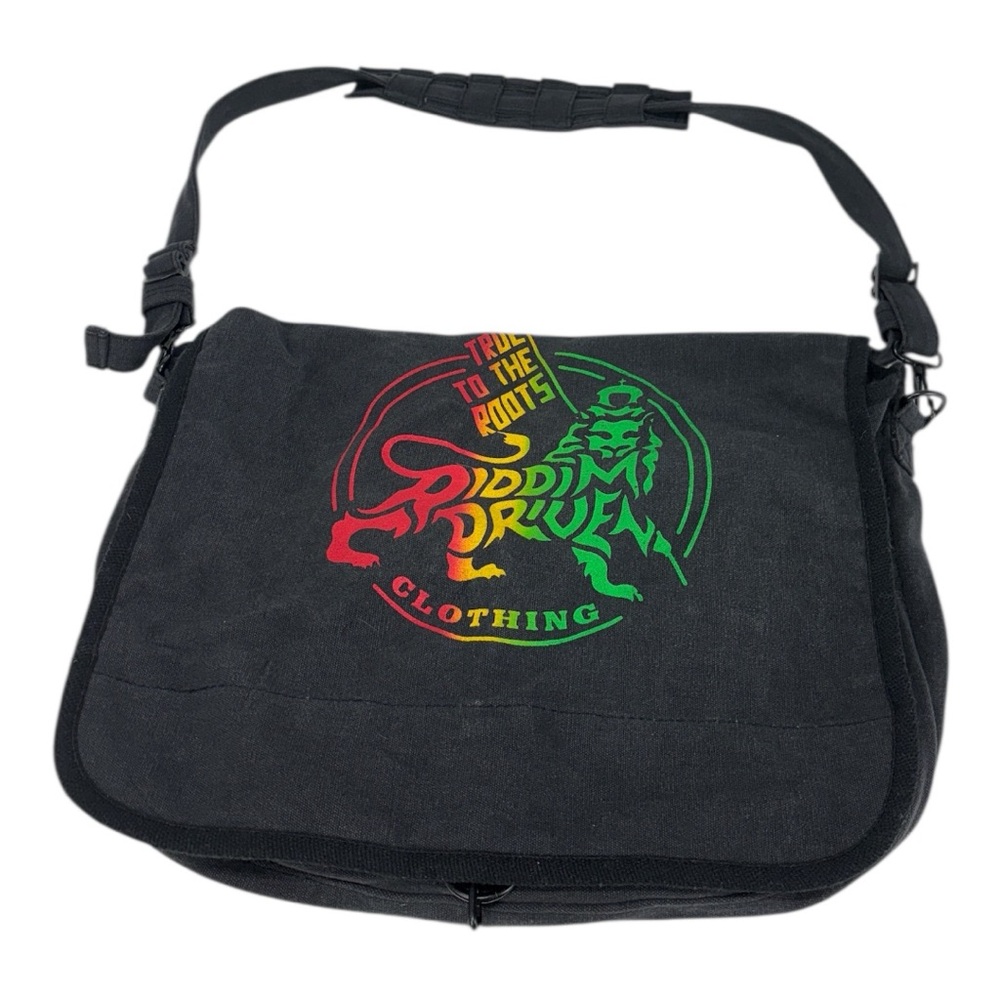 Riddim driven “true to the roots” Rasta lion Jamaican Reggae messenger bag